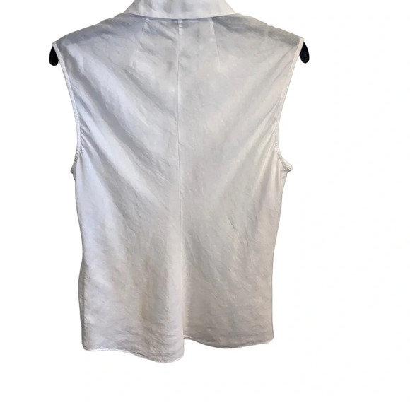 Theory Biaz Sleeveless Ruffled Gauze Blouse in White Silk - Picture 9 of 12